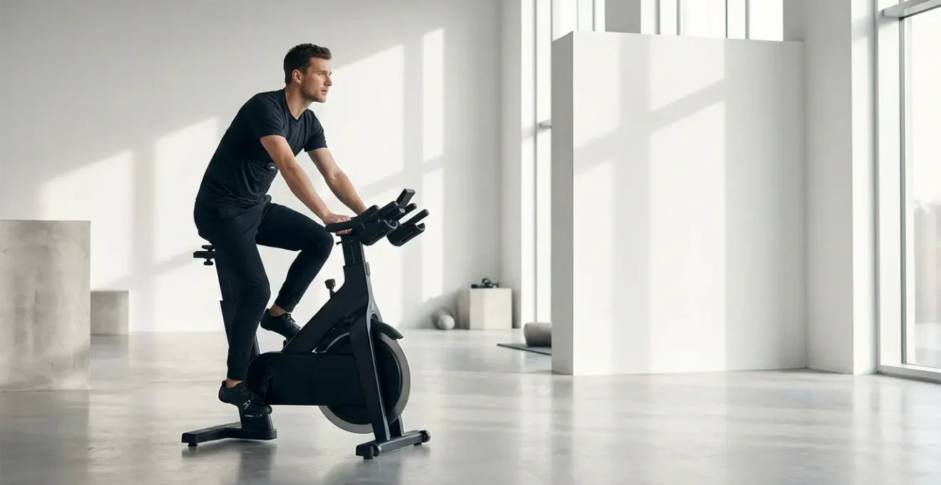 Athlete performing active recovery cycling in professional training facility