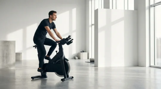 Athlete performing active recovery cycling in professional training facility