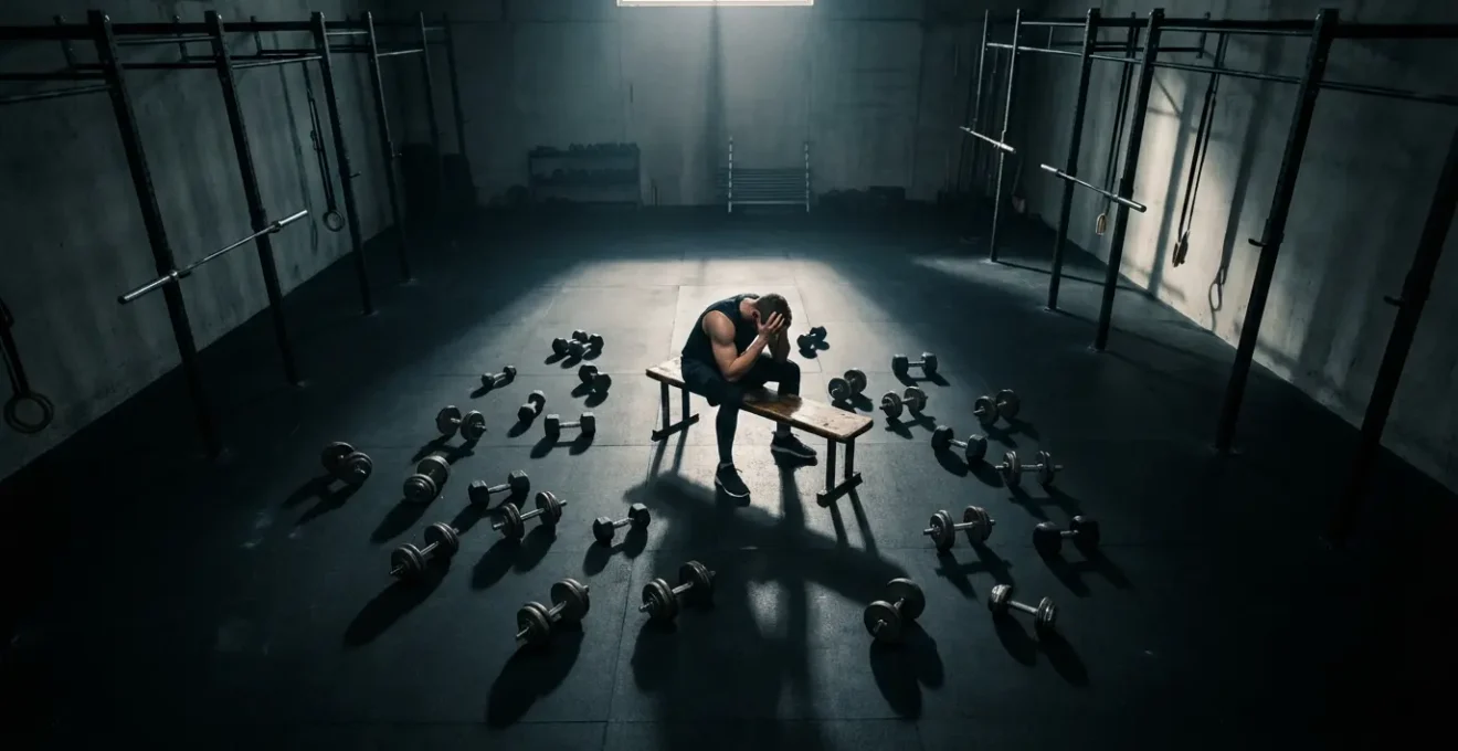 Fatigued athlete showing signs of overtraining from excessive isolation work