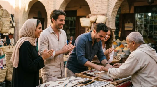 Global professionals engaged in cross-cultural collaboration developing soft skills through authentic immersion experiences