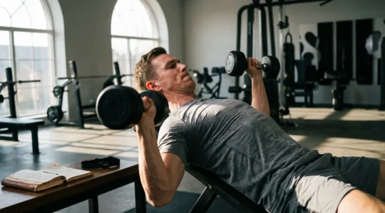 Athletic individual demonstrating muscle development through scientific training approach for hardgainers