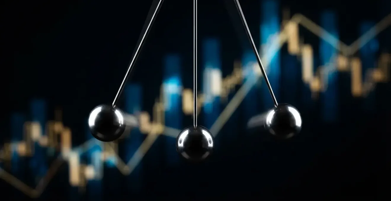 Abstract visualization of market cycles showing downturns and recovery patterns