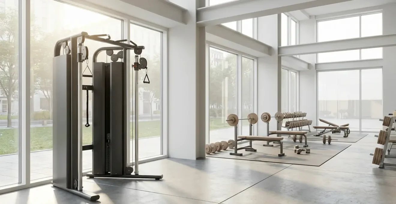 Split view showing progression from machine to free weight eccentric training