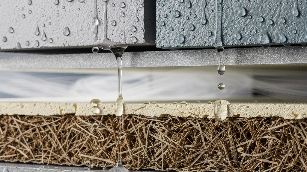 Detailed cross-section of rain screen cladding system showing moisture management layers