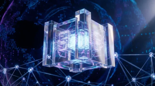 Advanced blockchain security visualization showing smart contract protection against vulnerabilities