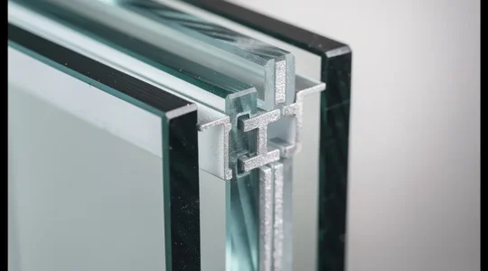 Cross-sectional view comparing triple and double glazing window units showing thermal performance differences